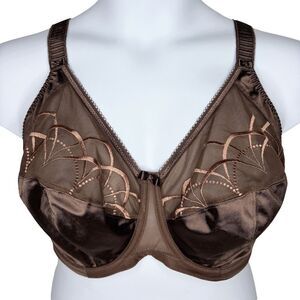 Elomi Cate Underwire Bra sz 38J (US) / 38GG (UK) * Pecan Brown Unlined Mesh